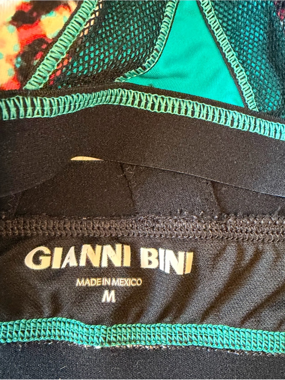 Gianni Bini Multicolor Printed Racerback Sports Bra — Teal & Black size M - Picture 3 of 3